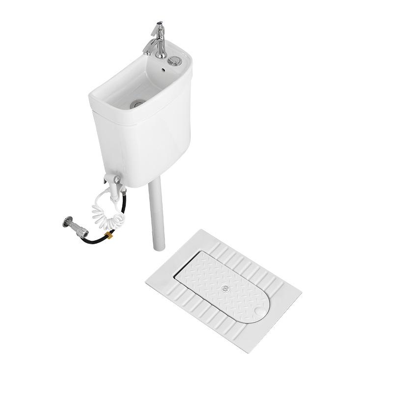 Compact Ceramic Squat Toilet with Flip Lid and Cover Plate