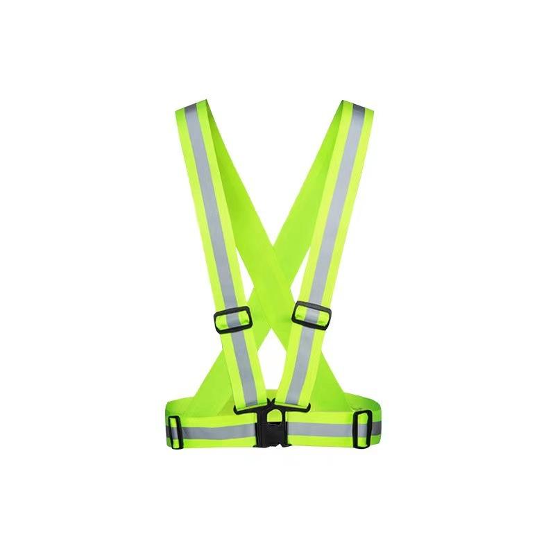 Customizable Night Running Cycling Reflective Suspender Vest Stretchy Breathable Waistcoat Nighttime Security Patrol One Size флуоресцентный зеленый