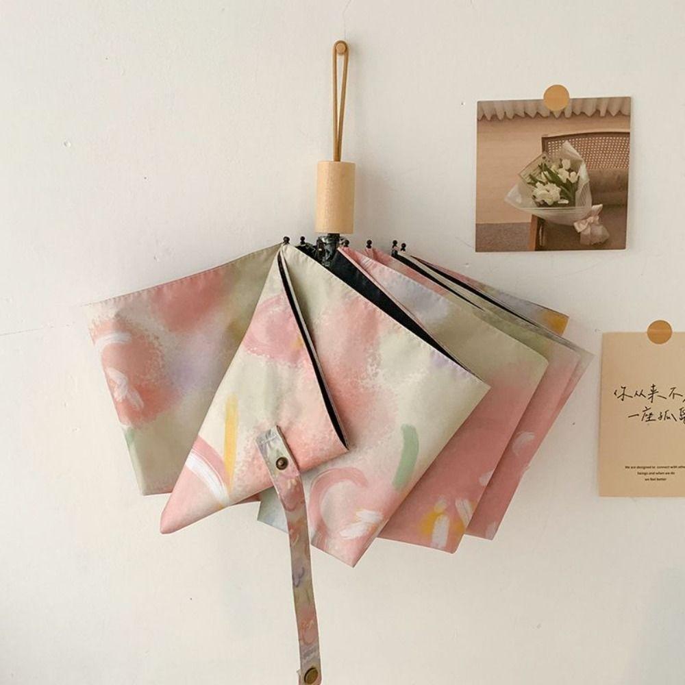 Oil Painting Style Sunshade Umbrella UV Protection Dual Use Umbrella  Travel