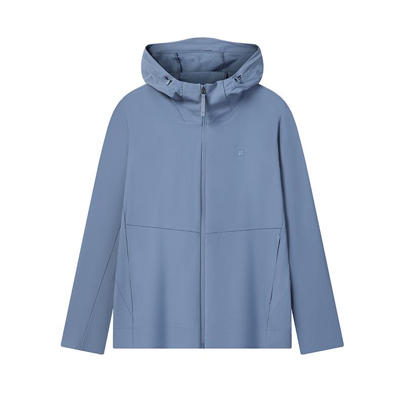 Fila Classic Minimalist Sports Casual Comfortable Versatile Hooded Woven Jacket Men jackets Fog-Blue F11M623701FBU M