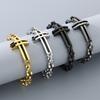Polished Gold Color Stainless Steel Cross Bracelet for Men Women Irregular Chain Minimalist Religious Symbol Jewelry for Daily