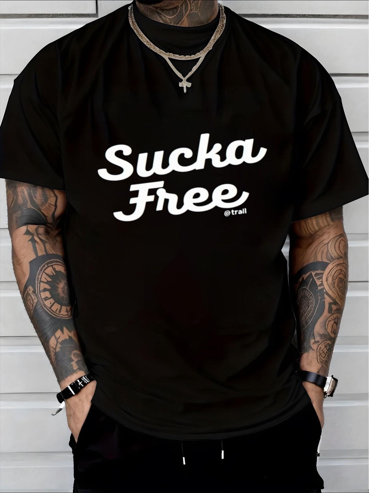 Sucka Free Graphic T Shirt Bold White Text Print Casual Short Sleeve Tee For S S разноцветный