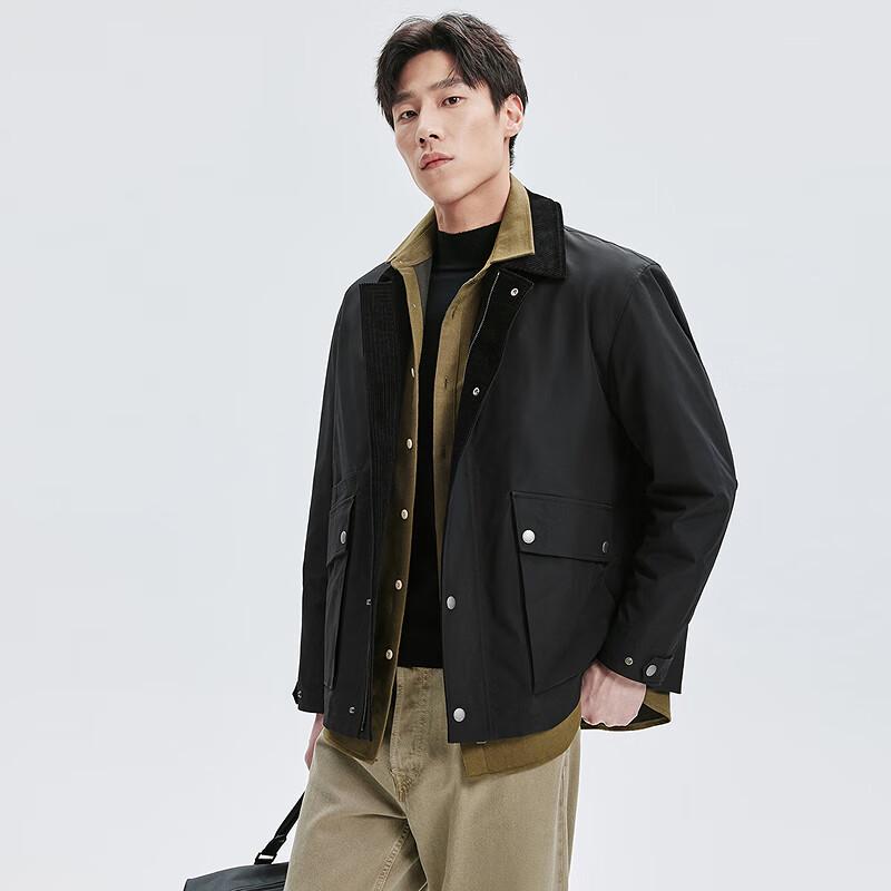 SEPTWOLVES Men's Striped Lapel Workwear Jacket