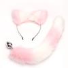 Anal Sex Toys Set Sexy Plush Cat Ear Headband Tail Plug Includes Butt Plug Ear Clip for Couple Training Fox Tail Bondage Gear