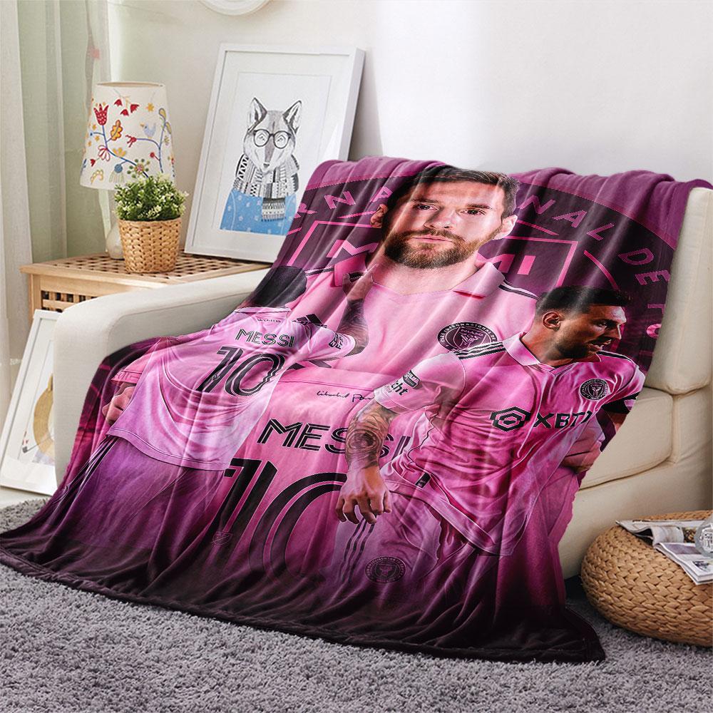 1PC Lionel Messi Patterned Flannel Blanket Suitable For All Seasons for Home Decor Warmth and Comfort Gifts Holiday Present