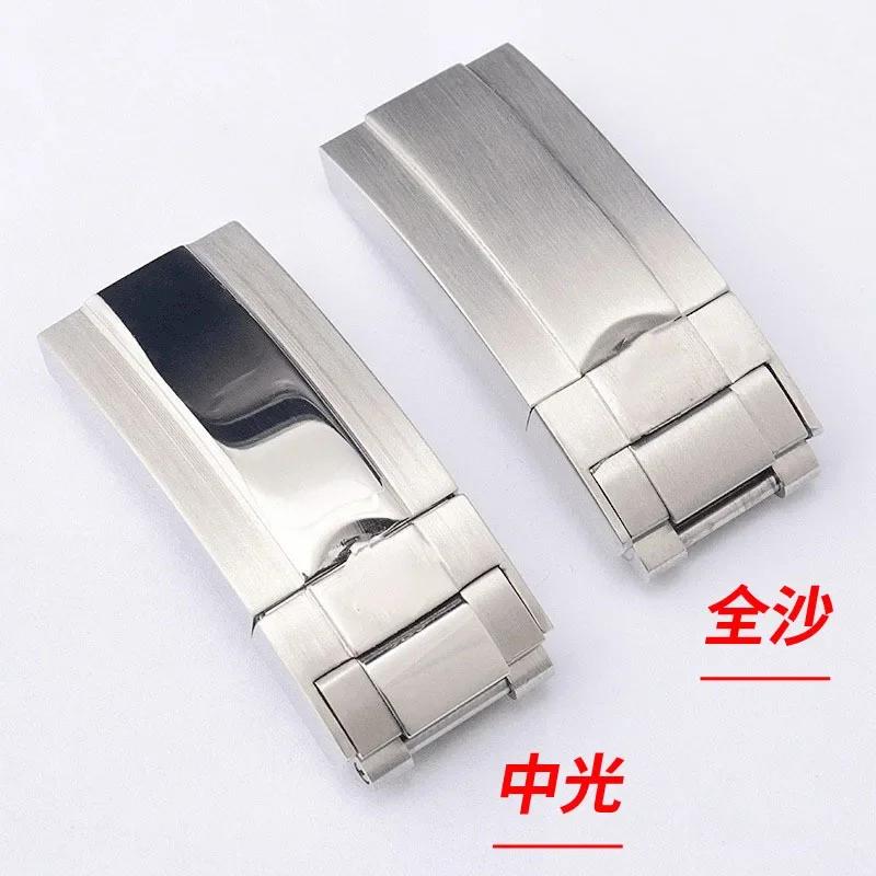 904L Stainless Steel Buckle for Rolex Rubber Watch Strap Clasp for Daytona Double Convex Adjusted Folding Buckle 9mm