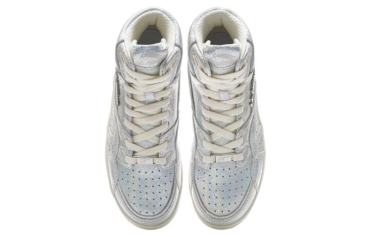 Li Ning 937 Deluxe Hi High top Vintage Basketball Shoes Women's Silver AGBR080-2