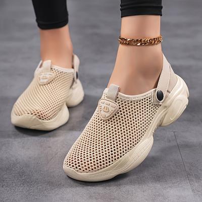 Women's Low Top Fabric Casual Slip-On Sandals Sneakers-2 In 1 Slippers Shoes Lightweight and Breathable for Everyday Formal Wear
