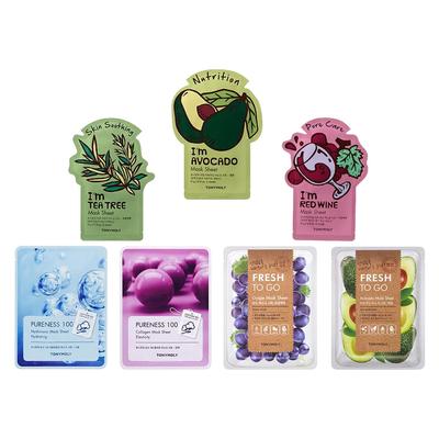 Tonymoly Glow Anywhere Face Sheet Mask| Pack of 7|Sheet Face Mask for Glowing Skin|Facial Mask With Essence|Sheet Mask Combo