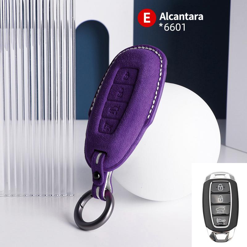Car Key Case For Hyundai I30 Tucson Kona Encino Solaris Azera Grandeur Ig Accent Santa Fe Palisade Suede Cover Shell Keychain