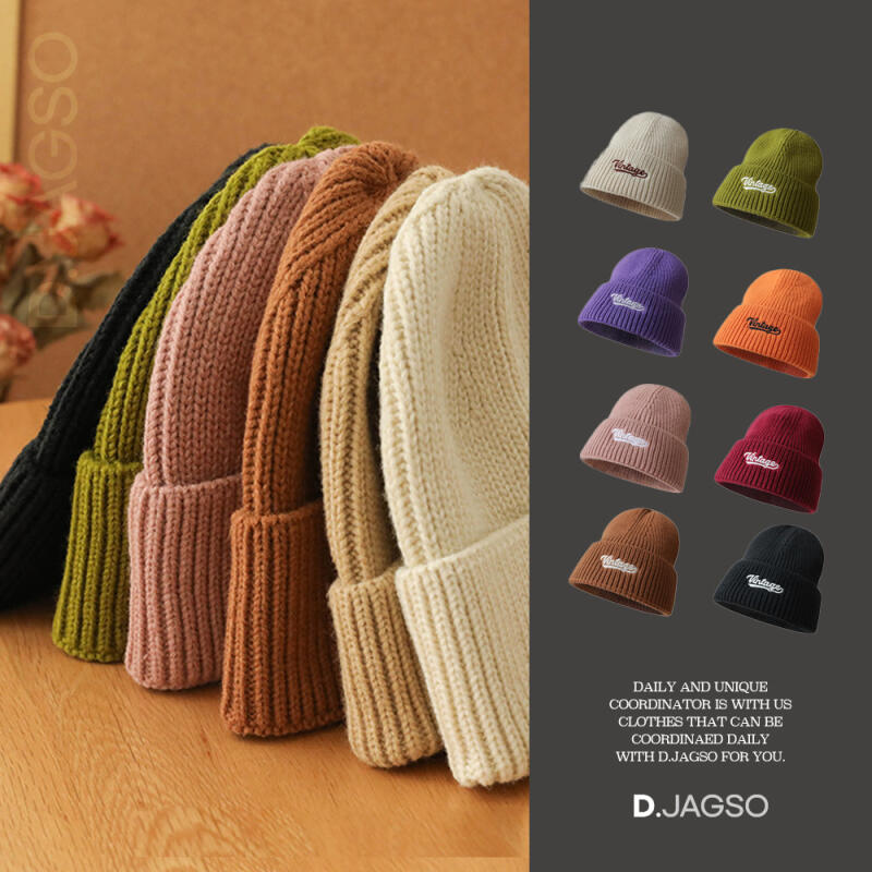 Women s Winter Winter Knitted Embroidered Casual Beanie Hat gray