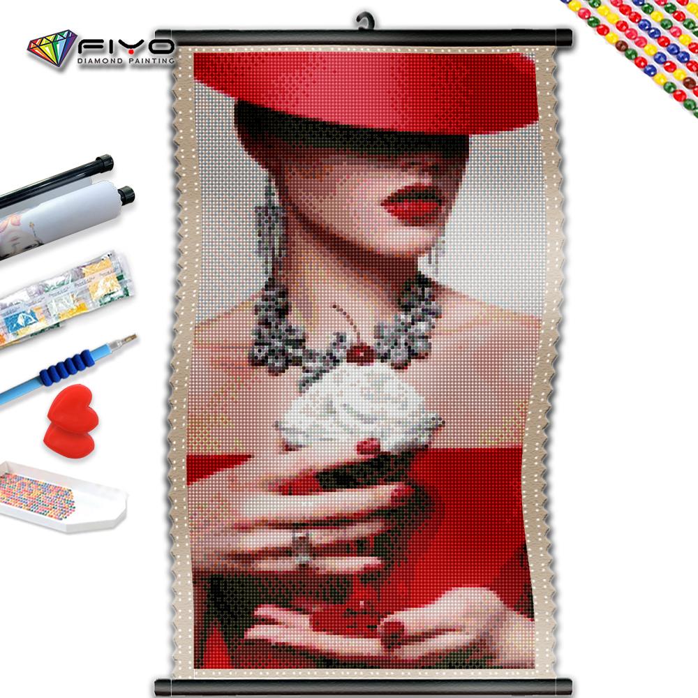 

5D DIY Рамка Алмазная Мозаика Красная Юбка Леди Полный Квадратный Круглый Картина Портрет Вышивка Полный Комплект Настенный Декор