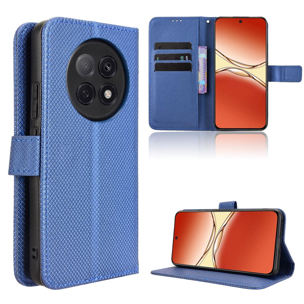 For Oppo A5 Pro 5G (China)/Oppo F29 Pro 5G (Global) Leather Wallet Case with Strap Diamond Texture Phone Cover