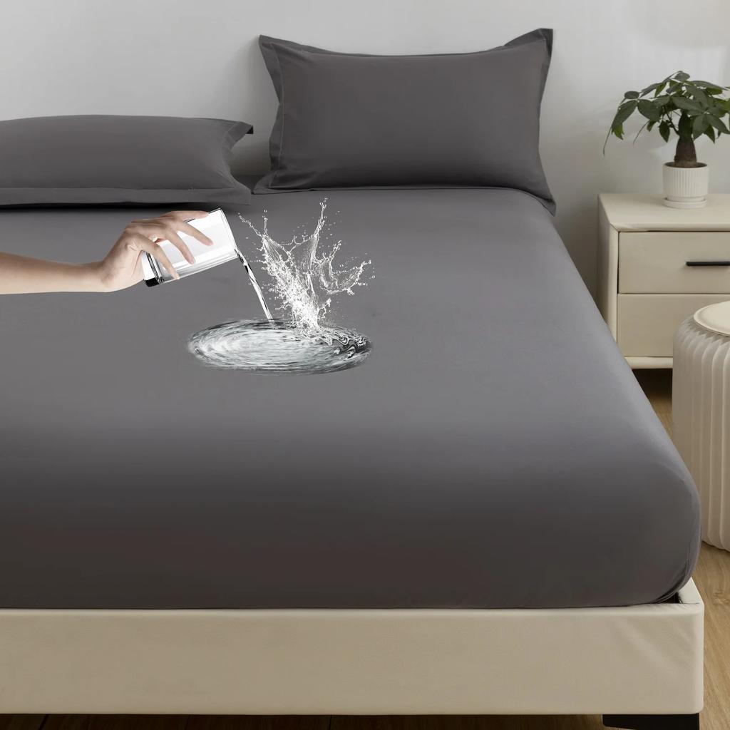 1PC Waterproof Fitted Sheet Soft Comfortable Breathable Bedding 360 Degree Full Surround Mattress Cover for Single Double Bed