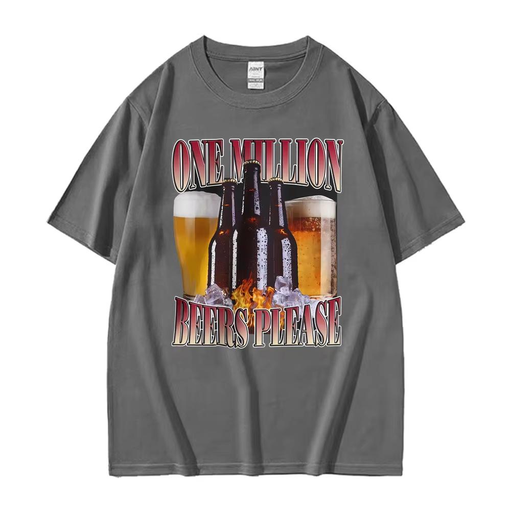 Bar Party Humor Funny Drinking Beer Please Graphic T-Shirt Men's Women High Street Pop Short Sleeve T Shirt Unisex Cotton TShirt