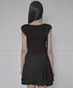 Peulleeoeob Asymmetrical Draped Strap Roll-Up T-Shirt (Fl-170_Black)