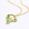 Gingko Leaf Enamel Pendant Women's Leaf Necklace Green Hand dripping Glue