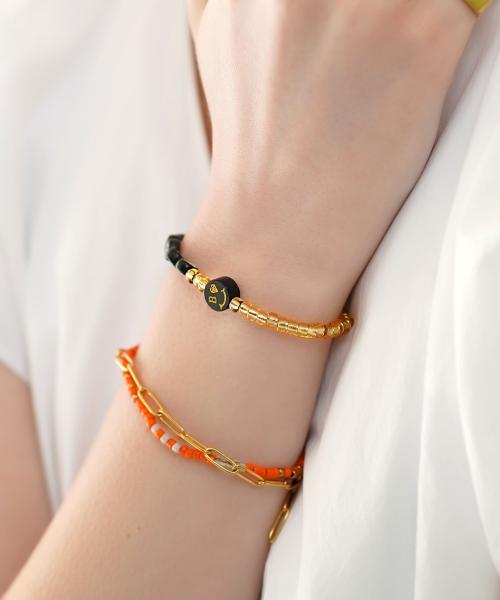 Bonbeau Initial Smile Color Beads Bracelet Smile Charm Initial Transparent Bead Bracelet 3 Colors