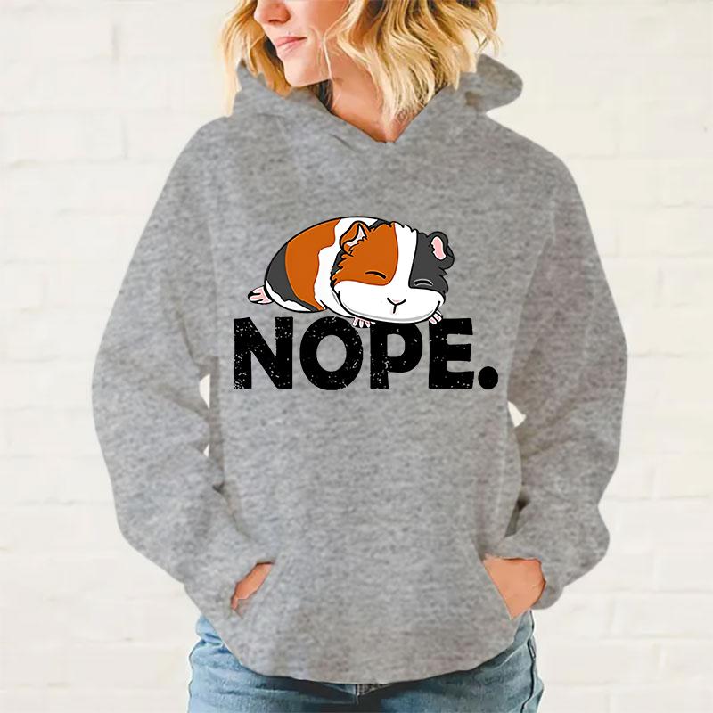Funny Guinea Pig Nope Print Hoodie Fashion Women Men Casual Tops Pullover Hoodies Harajuku Sweatshirt