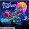 Christmas Dark Santa  Reindeer Fluorescent Tapestry Outer Space UV BlackLight Tapestry, Wall Hanging For Living Room Bedroom Office Home Decor