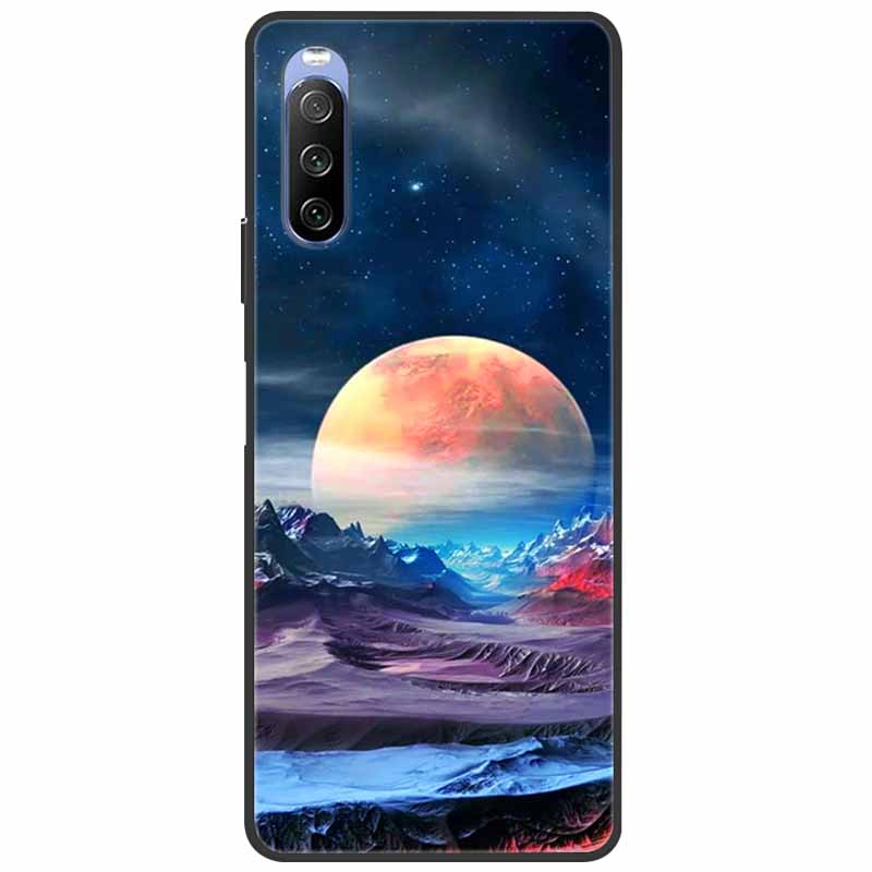 Soft Cover For Sony Xperia 10 III /5 III /1III Case Silicone Painted Marble Cat Funda Cover for Sony Xperia 1 II /10 II /5 Coque