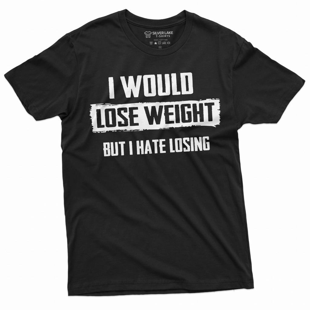 Camiseta Divertida para Hombre Perdería Peso Pero Odio Perder Camiseta Divertida de Fitness