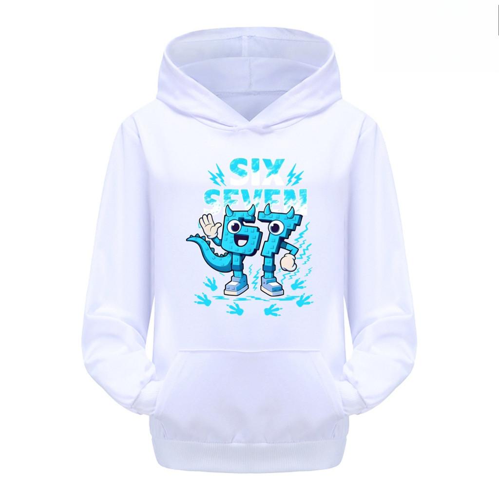 5192 Kinder Jungen Mädchen Steal a Brainrot 67 Six Seven Bedruckter Freizeit-Langarm-Hoodie Top