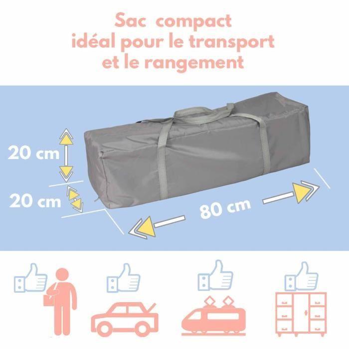Lit parapluie BAMBISOL 120x60 cm - De la naissance à 36 mois - Matelas et sac de transport inclus