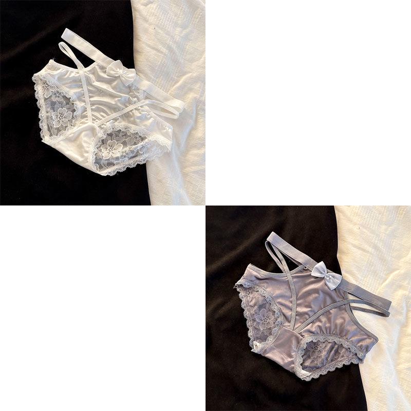 Lace Satin Low Waist Women's Briefs - Sexy French Style with Thin Straps