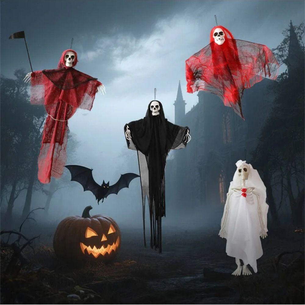 Flying Skull Ghost Pendants Scary Halloween Decoration Hanging Ghost Ghosts Ornaments  Garden