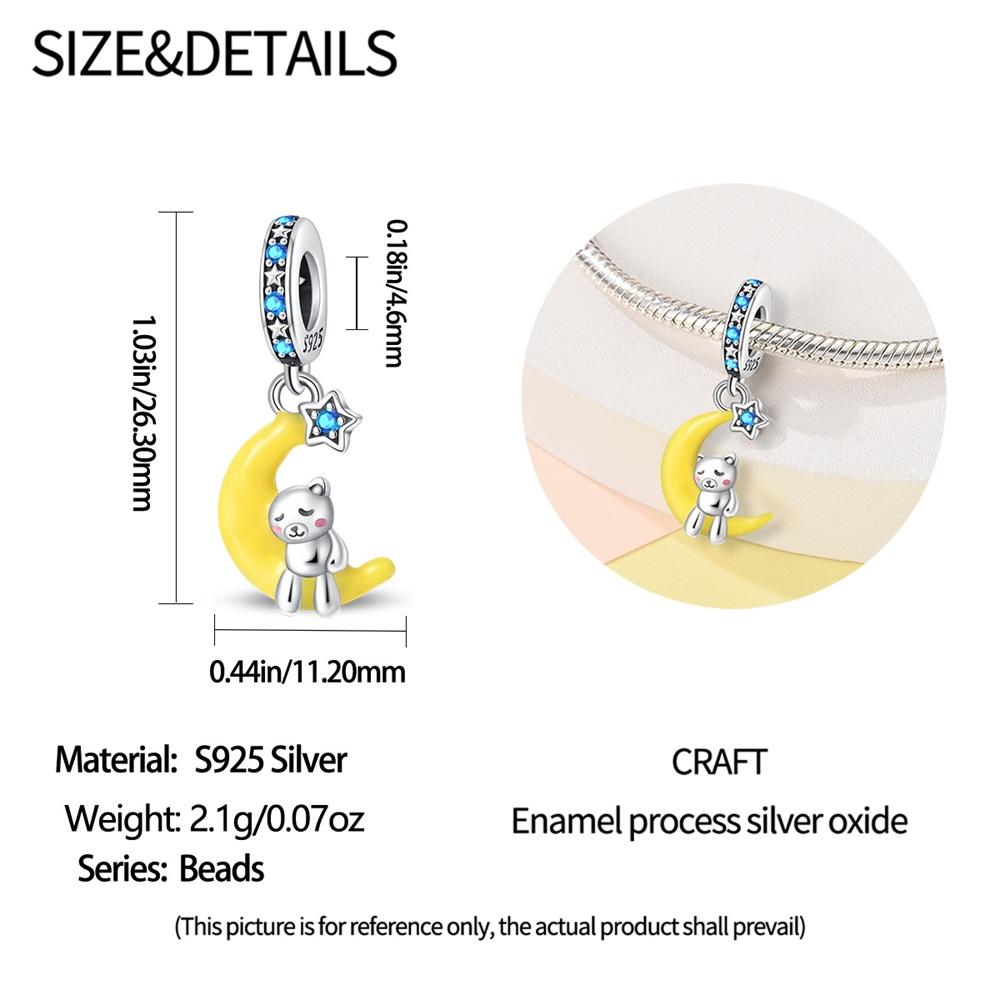 Yellow Lovely Fine Moon Bear Charm Copper Genuine Bead Fits Genuine Charm Bracelets Bead Jewellery Gift For Women