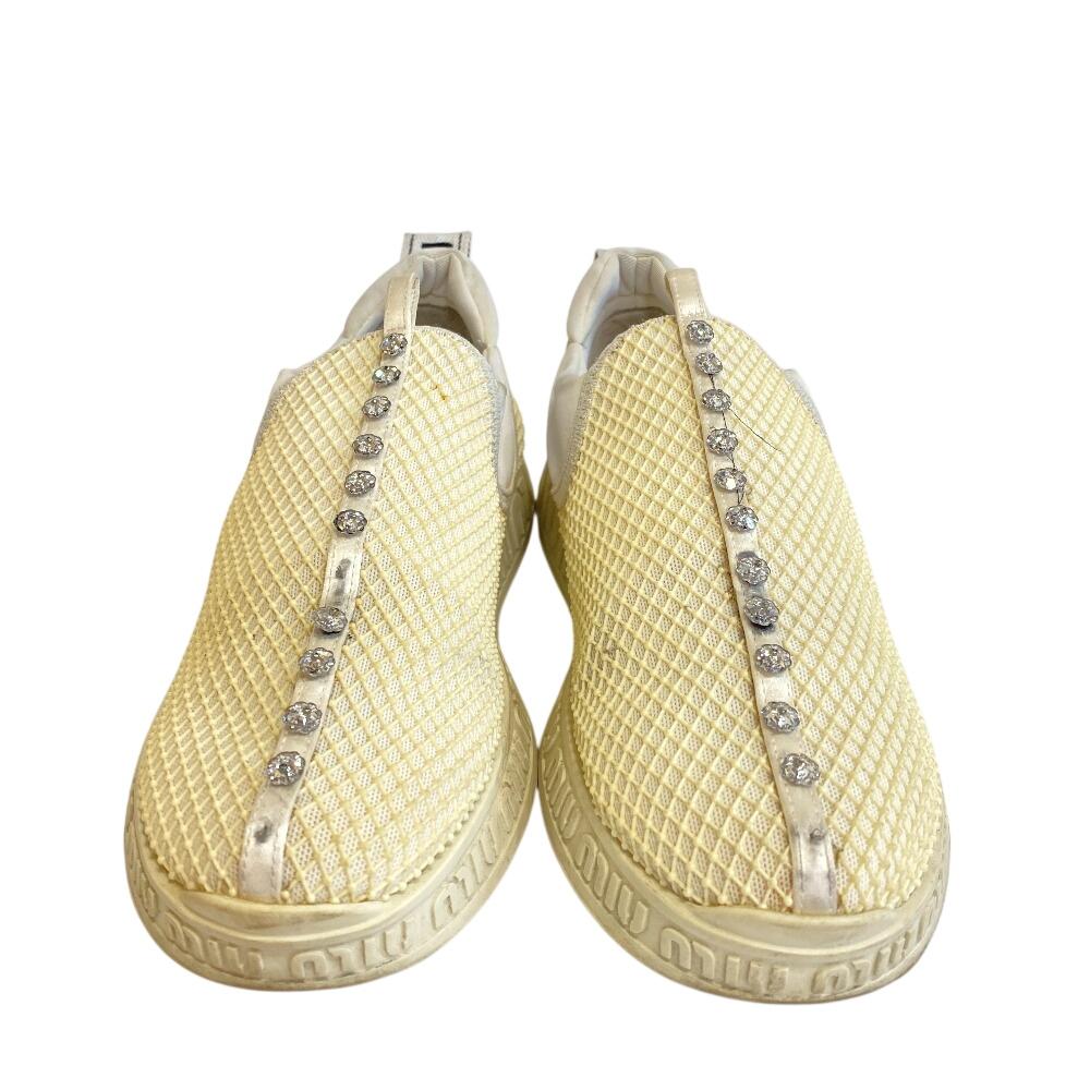 MIUMIU Síťované gumové nazouváky Bijoux Slonová kost guma Dámské Použité