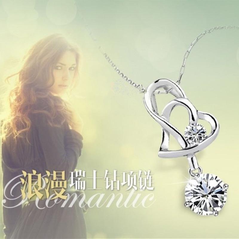 Weihua Heart-to-Heart Silver-Plated Necklace - Korean Fashion Jewelry with Popular Pendants