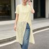 ZANZEA T-shirt Lunghe Casual da Donna Estive con Maniche Corte e Girocollo, Cuciture in Pizzo Irregolare
