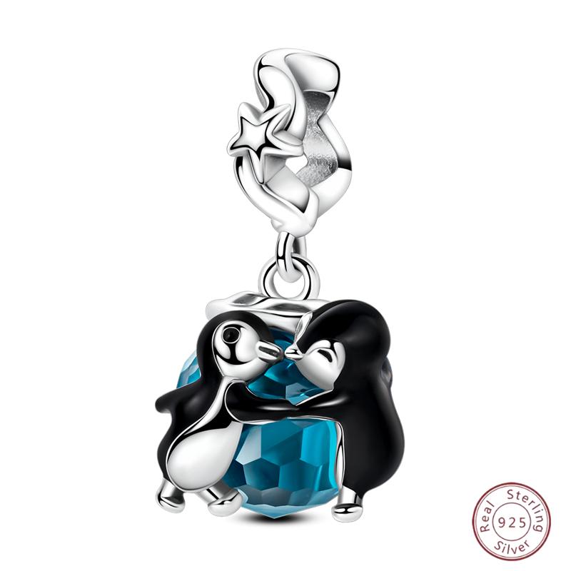 Copper Beaded Pendant Blue Zircon Ocean Penguin Crab Original 3Mm Bracelet Women Fine Jewelry