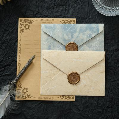 Goldene Jahre Retro Brief- und Umschlagset - Strukturiert, Verdickt, Romantische Handgeschriebene Liebesbriefe, Literarische Einladungen
