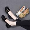 Patent leather thick heel single shoes soft sole soft surface one pedal 2025 women's shoes spring and autumn new small leather shoes comfortable Doudo