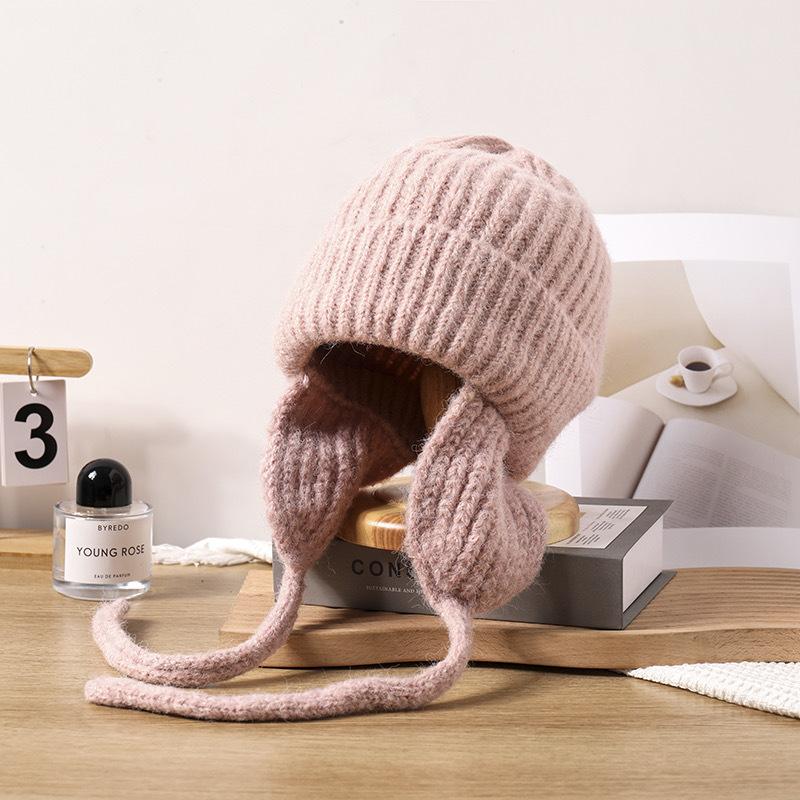 Hat Women's Wool Pullover Hat Students' Warm Ear Protection Knit Hat Korean Version Versatile Sweet Cute Fashion Lei Feng Hat
