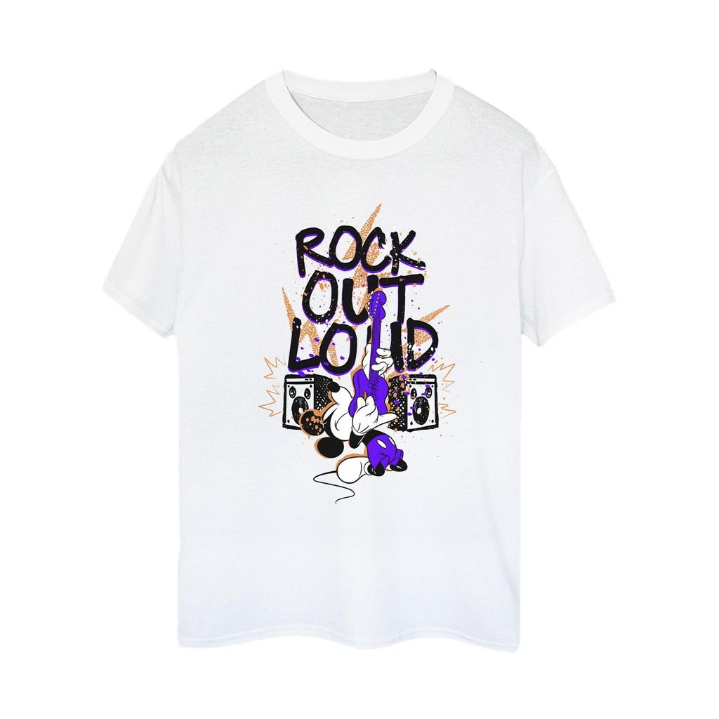 Disney Womens/Ladies Mickey Mouse Rock Out Loud Cotton Boyfriend T-Shirt