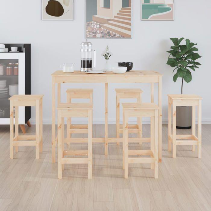 VidaXL Bar Set 7 Pcs Bistro Furniture Set Dining Room Kitchen Pub Furniture Indoor Wood 3124707