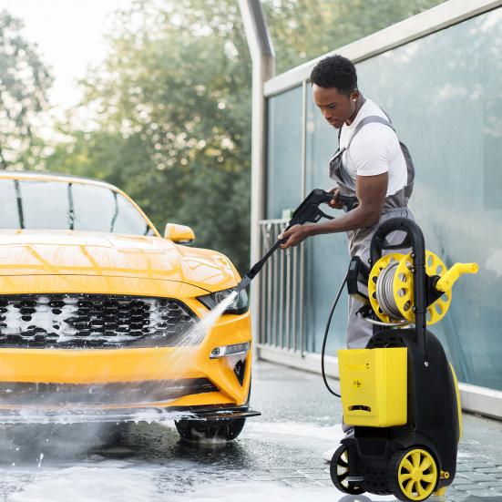 Hochdruckreiniger, Elektrischer Hochdruckreiniger, 80BAR Hochdruckreiniger, 1,5KW Hochdruckreiniger mit Induktionsmotor, Automatische Abschaltung, Manometer
