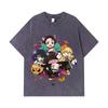 275 GSM Washed T-shirts 100% Cotton Demon Slayer V111 Halloween Print Unisex Heavy Cotton T Shirt