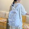School Backpack Cute Ribbon Bow Students Backpack Plaid Y2k School Bag Large Capacity Travel Daypack Students Travel Daypack