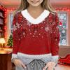 Christmas Day Girls Long Sleeve T Shirts Kids  Girls' V-Neck Tee Christmas Print Long Sleeve Top