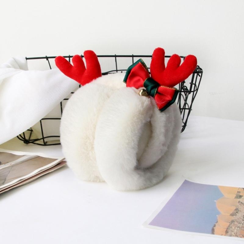 Adult Christmas Antler Shape Earmuff Outdoor Plush Ear Warmer Windproof for Girl