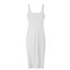 Elegant Dress for Women French White Sleeveless Square Neck Bodycon Dress with Pleats