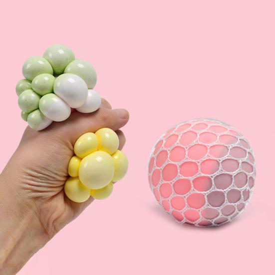 Mix Colored Grape Mesh Squeeze Ball Change Color Ball Stress Relief Sensory Toy Soft Hand Exercise Bouncy Ball for Anxiety Relief