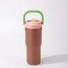 Stainless Steel Vacuum Insulated Travel Mug With Handle Dual-Drink Straw Lid 700ml Outdoor Office Car Use