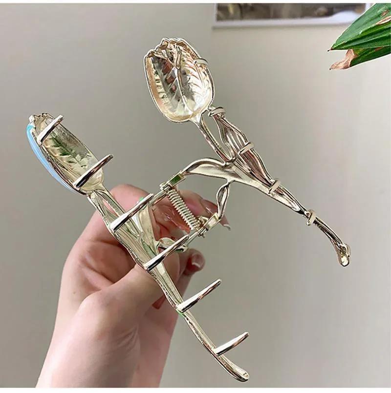 Tendance Doux pour Fille Cadeaux Bijoux Accessoires Cheveux Cadeau d'Anniversaire Nouvelle Coiffe Fleur Tulipe Pince Griffe Vintage Cadeaux Créatifs
