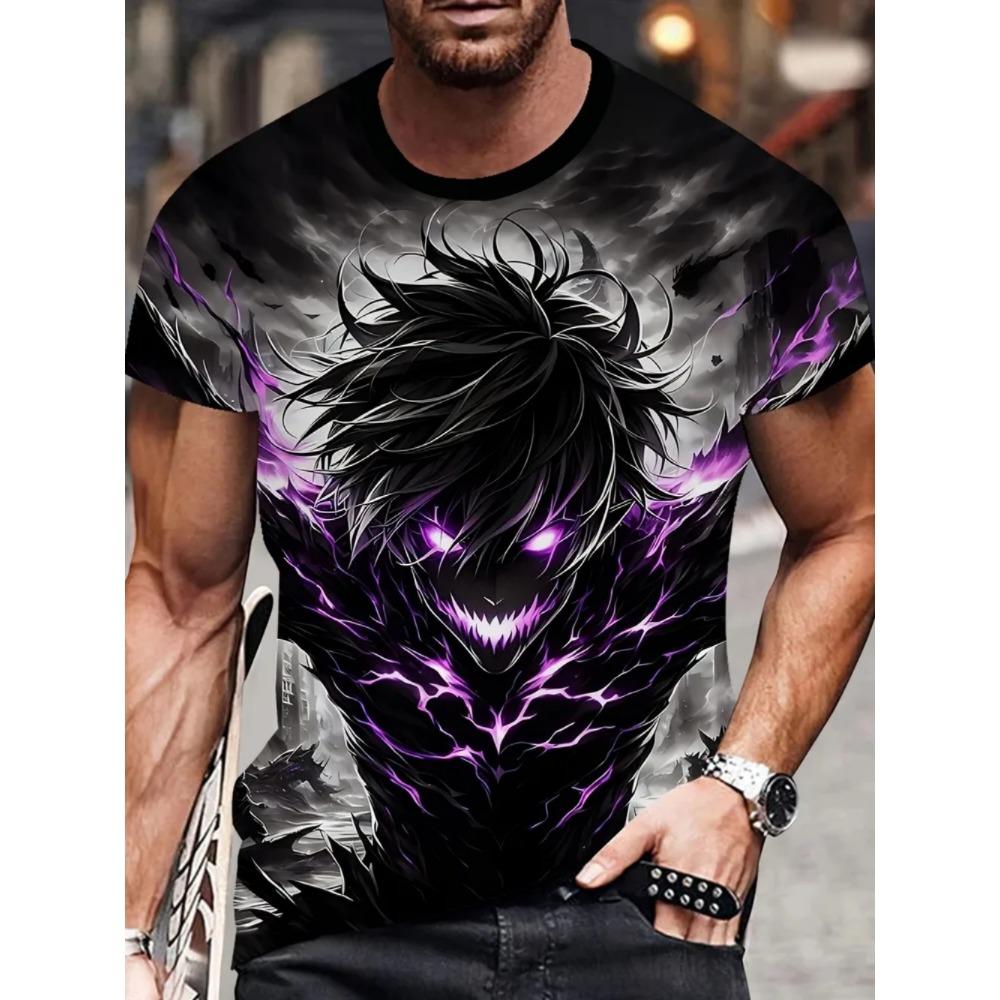 Summer New Men's T-shirt 3D Printed Cool Anime Hero Loose Versatile Round Neck Large Size Short Sleeve T-shirt